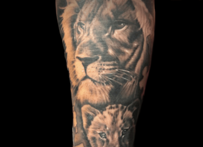 Lion Cub Portrait Tattoo